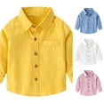 thumbnail image 1 of NinXxx Toddler Boys Long Sleeve Casual Gentleman Holiday Shirt Yellow 2-3 Years, 1 of 4