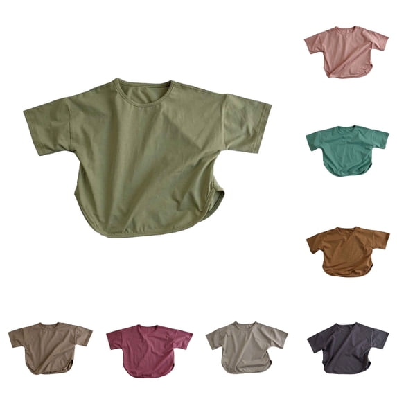 NinXxx Toddler Girls Short Sleeve Summer Beach Solid Tee Army Green 2-3 Years