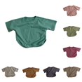thumbnail image 1 of NinXxx Toddler Girls Short Sleeve Summer Beach Solid Tee Blue 4-5 Years, 1 of 5
