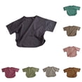 thumbnail image 1 of NinXxx Toddler Girls Short Sleeve Summer Beach Solid Tee Grey 1-2 Years, 1 of 4