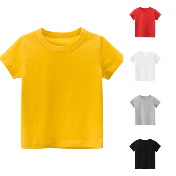NinXxx Toddler Kids Short Sleeve Basic T Shirt Casual Summer Tee Yellow 3 Years
