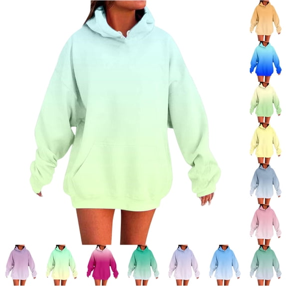NinXxx Unisex Gradient Pullover Casual Long Sleeve Hooded Sweatshirt Green3 XL
