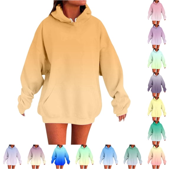 NinXxx Unisex Gradient Pullover Casual Long Sleeve Hooded Sweatshirt Orange XL