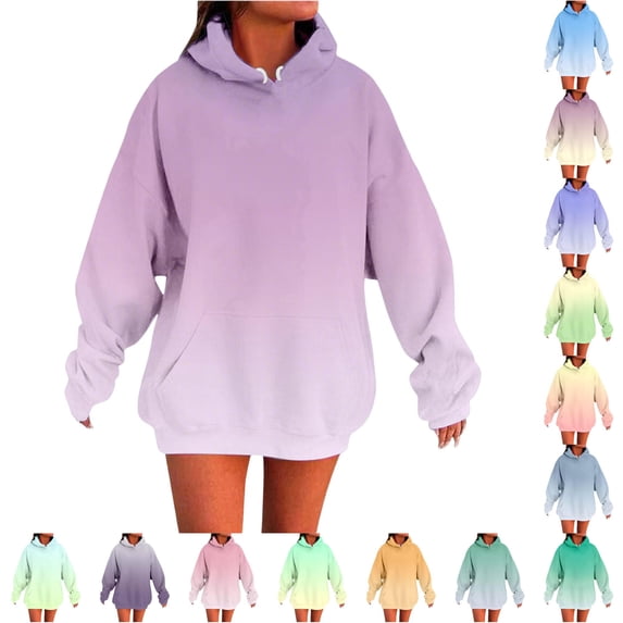 NinXxx Unisex Gradient Pullover Casual Long Sleeve Hooded Sweatshirt Purple3 XL