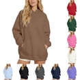 thumbnail image 1 of NinXxx Unisex Pullover Hoodie Solid Color Casual Sweatshirt Jacket Brown S, 1 of 4