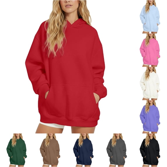 NinXxx Unisex Pullover Hoodie Solid Color Casual Sweatshirt Jacket Red XXXXXL