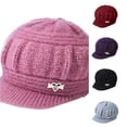 thumbnail image 1 of NinXxx Women Winter Warm Knit Beret Wool Ski Visor Cap Casual French Style Outdoor Travel Headwear Pink, 1 of 7
