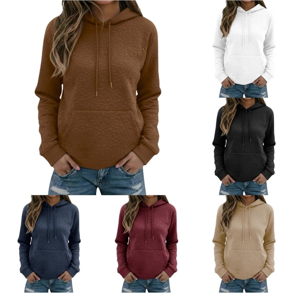 NinXxx Women's Autumn Full Print Jacquard Hooded Sweatshirt Brown S