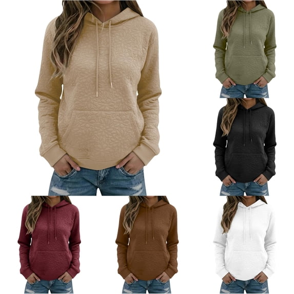 NinXxx Women's Autumn Full Print Jacquard Hooded Sweatshirt Khaki XL