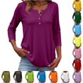 thumbnail image 1 of NinXxx Women's Basic Button Down Round Neck Soft Breathable Everyday Top Dark Purple XXL, 1 of 5