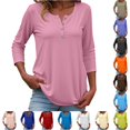 thumbnail image 1 of NinXxx Women's Basic Button Down Round Neck Soft Breathable Everyday Top Pink S, 1 of 5