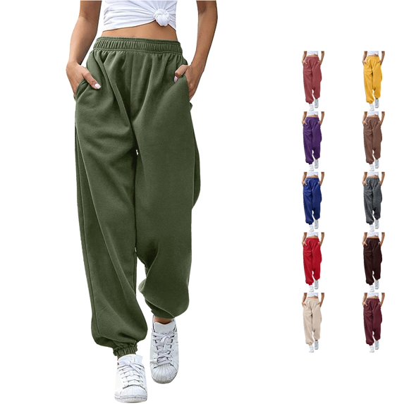 NinXxx Women's Bottom Sweatpants Joggers High Waisted Yoga Pants with PocketsArmy Green XL