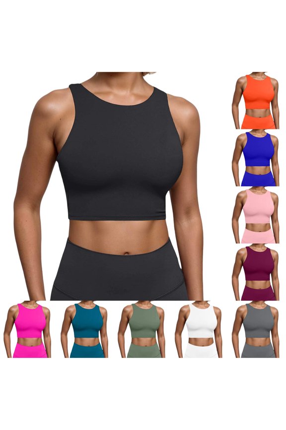 Women's Built In Padded Racerback Vest Sports Bra Open Back Black XXL