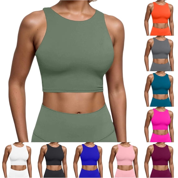 NinXxx Women's Built In Padded Racerback Vest Sports Bra Open Back Green M