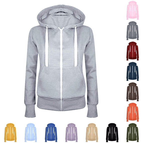 NinXxx Women's Cancer Awareness Zip Up Hoodie Drawstring Sports Pullover Light Gray XL