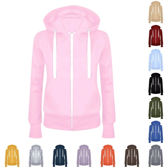 NinXxx Women's Cancer Awareness Zip Up Hoodie Drawstring Sports Pullover Pink S