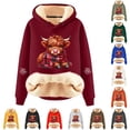 thumbnail image 1 of NinXxx Women's Casual Cow Print Hoodie Long Sleeve Pullover Sweatshirt XXL, 1 of 4
