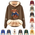 thumbnail image 1 of NinXxx Women's Casual Cow Print Lined Hoodie Long Sleeve Sweatshirt Brown XL, 1 of 4