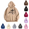 thumbnail image 1 of NinXxx Women's Casual Crew Neck Pocket Print Hoodie Sweatshirt Khaki S, 1 of 4
