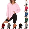 thumbnail image 1 of NinXxx Women's Casual Loose Solid Long Sleeve Hoodie Pullover Sweatshirt Pink S, 1 of 6