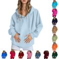 thumbnail image 1 of NinXxx Women's Casual Pullover Hoodie Solid Raglan Sleeve Warm Jacket Light Blue M, 1 of 7