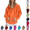 thumbnail image 1 of NinXxx Women's Casual Pullover Hoodie Solid Raglan Sleeve Warm Jacket Orange XL, 1 of 7