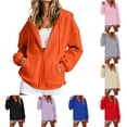 thumbnail image 1 of NinXxx Women's Casual Zip Up Hoodie with Pockets Lightweight Soft Daily Orange XL, 1 of 7
