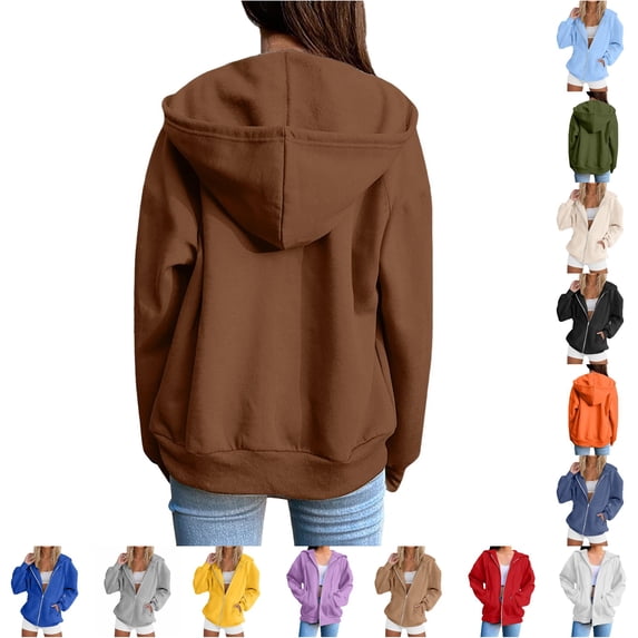 NinXxx Women's Cozy Hooded Pullover Casual Everyday Comfort Brown L
