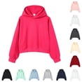 thumbnail image 1 of NinXxx Women's Cropped Heavyweight Drop Shoulder Hoodie Fall Winter Hot Pink S, 1 of 3