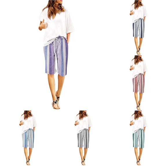 NinXxx Women's Drawstring Elastic Waist Summer Soft Cute Beach Shorts with PocketsPurple XXXL