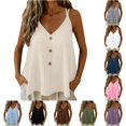 thumbnail image 1 of NinXxx Women's Elegant Adjustable Strap Tank Top with Decorative Button Detail Beige S, 1 of 5