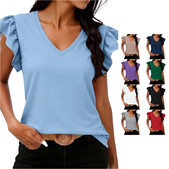 NinXxx Women's Fashionable Casual Lace Short Sleeve Top Light Blue XL