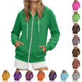 thumbnail image 1 of NinXxx Women's Fashionable Pocket Zipper Long Sleeve Hooded Sweatshirt Green XXL, 1 of 4
