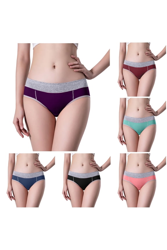 Women's High Waist Knickers Full Coverage Briefs Multicolor Dark Purple M
