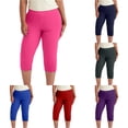 thumbnail image 1 of NinXxx Women's High Waist Stretch Cropped Pants with Rhinestone Design Hot Pink XXXXL, 1 of 4