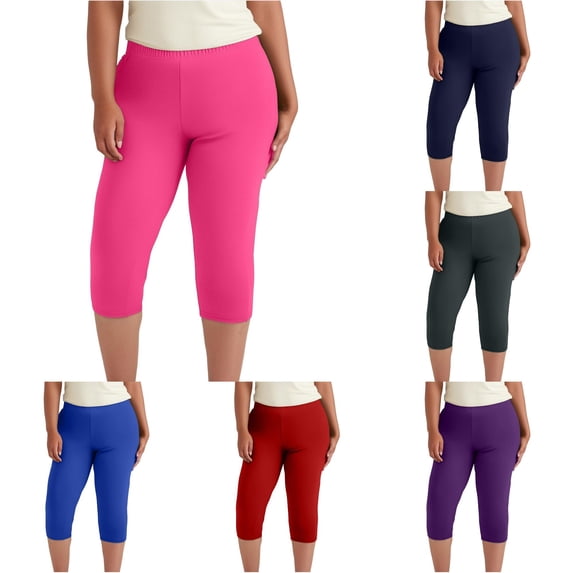 NinXxx Women's High Waist Stretch Cropped Pants with Rhinestone Design Hot Pink XXXXL