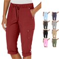 thumbnail image 1 of NinXxx Women's High Waisted Slim Wide Leg Cropped Slacks Thin Medium Red L, 1 of 6