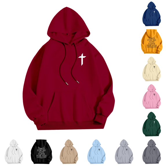 NinXxx Women's Hoodie with Hood Casual Pullover Everyday Sweatshirt Red M