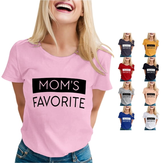 NinXxx Women's Humor Mom Favorite Day Family Matching Tee Pink S