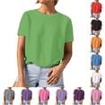 thumbnail image 1 of NinXxx Women's Knit Short Sleeve Crewneck Yarn Textured Everyday Tee Green XXXXL, 1 of 5