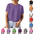 thumbnail image 1 of NinXxx Women's Knit Short Sleeve Crewneck Yarn Textured Everyday Tee Purple XXXXL, 1 of 5