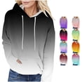 thumbnail image 1 of NinXxx Women's Lace Up Gradient Print Long Sleeve Loose Hoodie with Pockets Black XL, 1 of 5