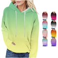 thumbnail image 1 of NinXxx Women's Lace Up Gradient Print Long Sleeve Loose Hoodie with Pockets Green XL, 1 of 5
