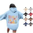 thumbnail image 1 of NinXxx Women's Letter Graphic Hoodie Drawstring Oversized Pocket Pullover Blue XL, 1 of 7