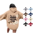 thumbnail image 1 of NinXxx Women's Letter Graphic Hoodie Drawstring Oversized Pocket Pullover Khaki L, 1 of 7