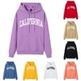 thumbnail image 1 of NinXxx Women's Letter Print Graphic Drawstring Preppy Pullover Hoodie Purple XXXL, 1 of 4