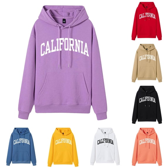 NinXxx Women's Letter Print Graphic Drawstring Preppy Pullover Hoodie Purple XXXL