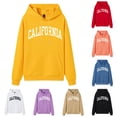 thumbnail image 1 of NinXxx Women's Letter Print Graphic Drawstring Preppy Pullover Hoodie Yellow L, 1 of 4
