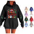thumbnail image 1 of NinXxx Women's Letter Print Hooded Sweatshirt Long Sleeve Pullover Top Black S, 1 of 4