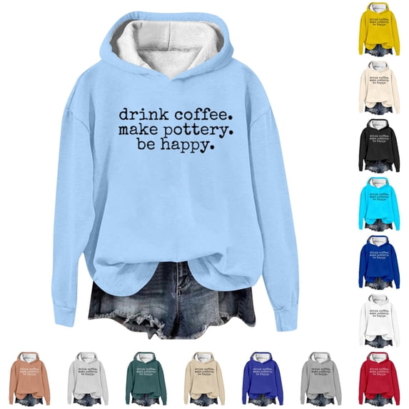 NinXxx Women's Letter Print Hoodie Casual Loose Pullover Sweatshirt Light Blue XXL